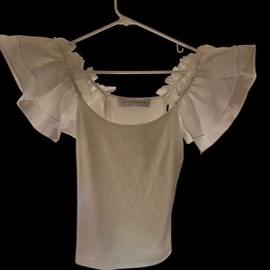 Endless Rose, Small White Top With Flutter Sleeves
